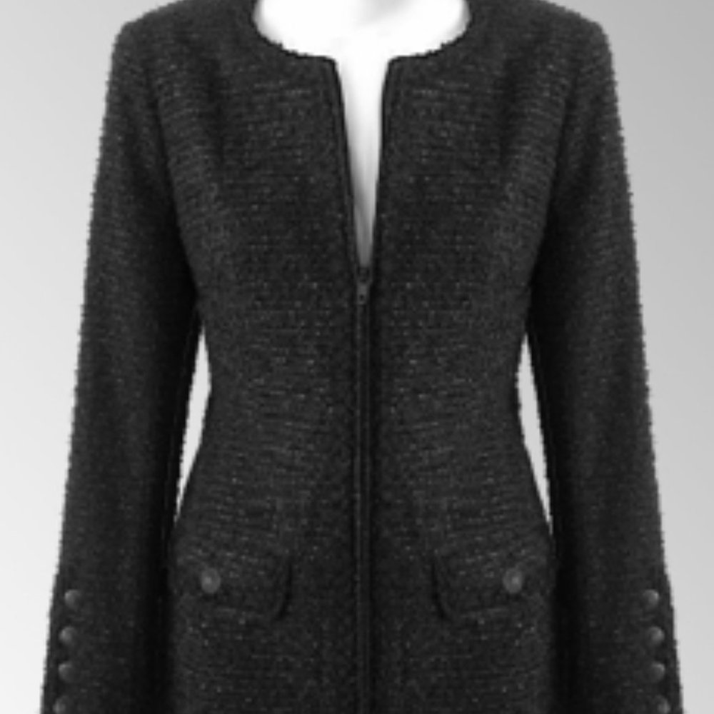 CHANEL Classic Black Zip Boucle Jacket